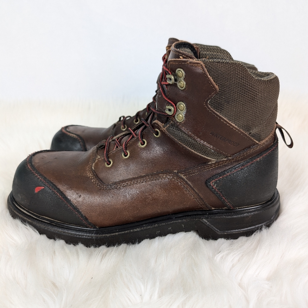 Red Wing 3500 steel toe leather work boots, men's size 12, brown